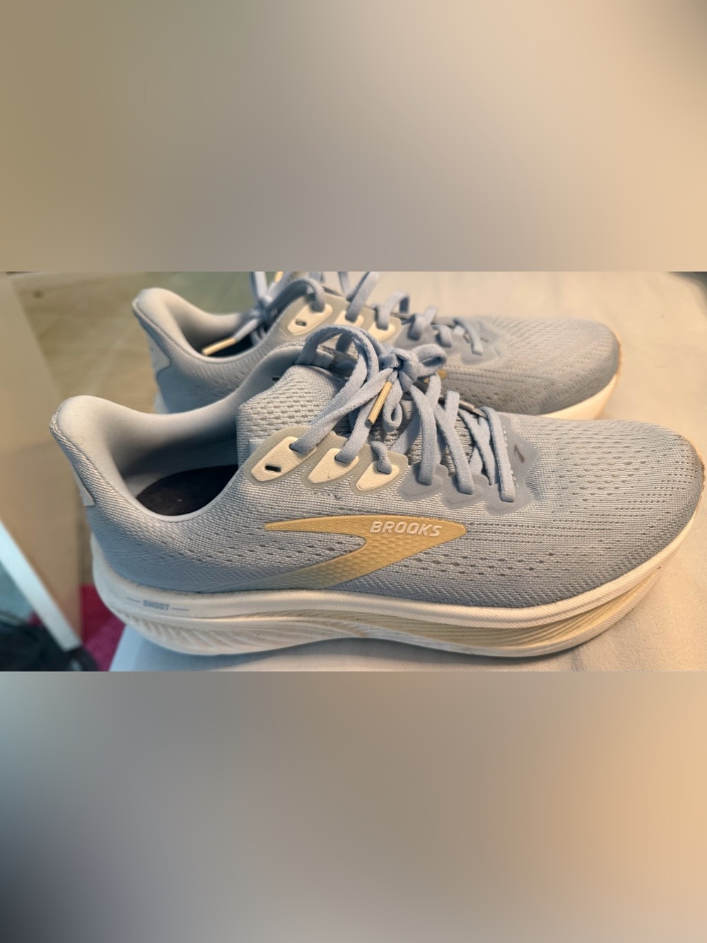 Brooks Women's Ghost 17 Running Shoes - Light Blue with Pale Yellow Accent